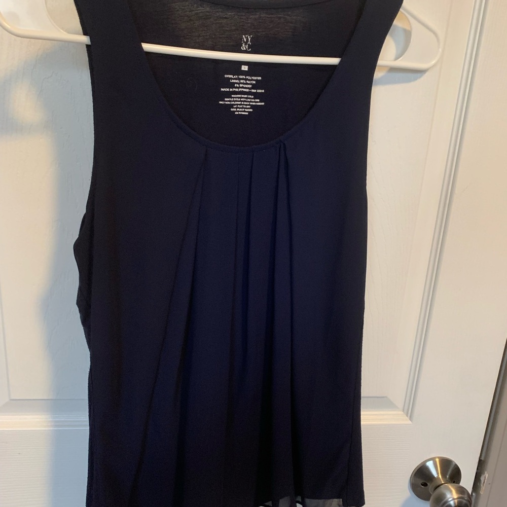 New York & Company Navy Sleeveless Top